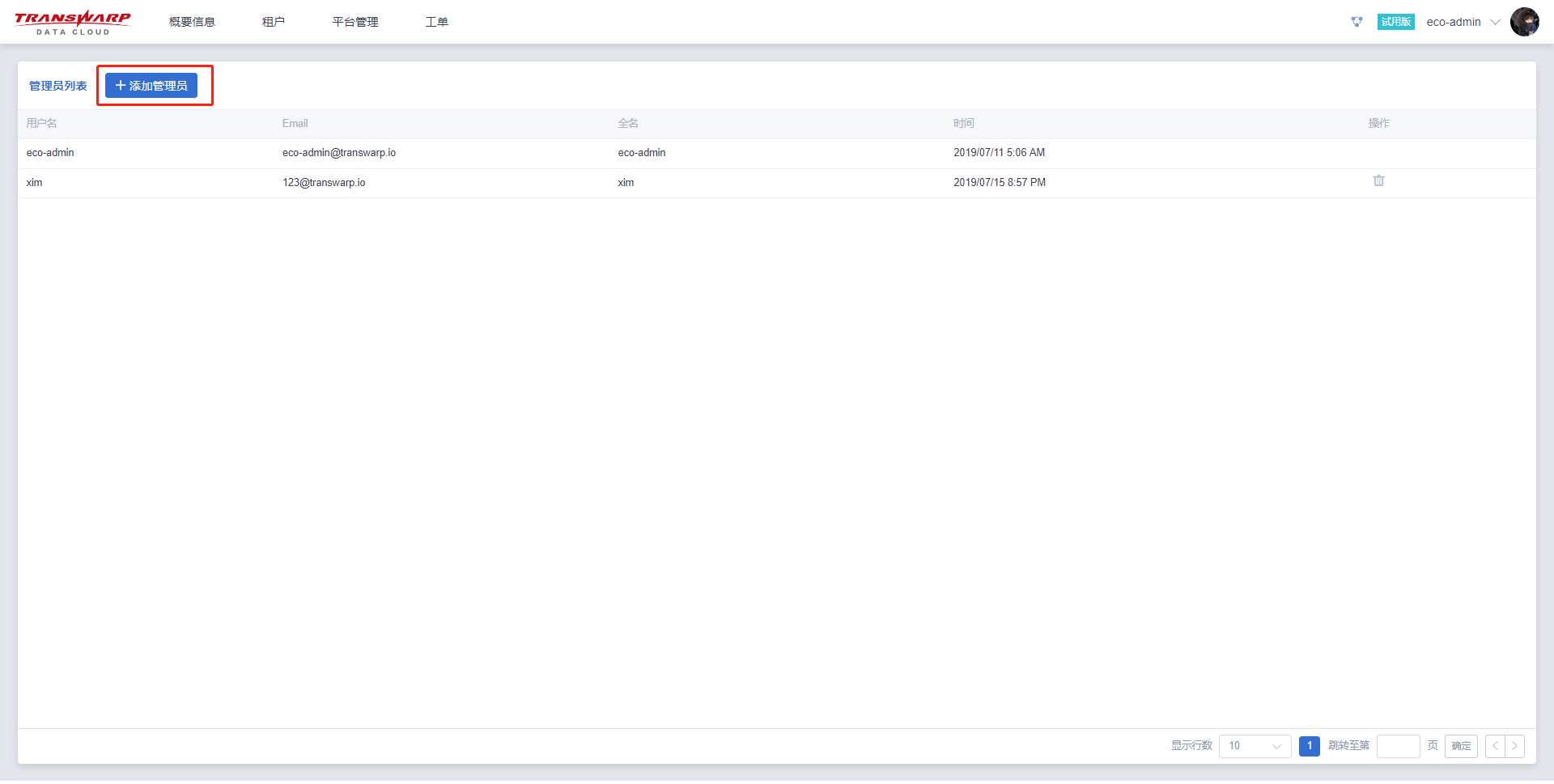 eco account mgmt add admin