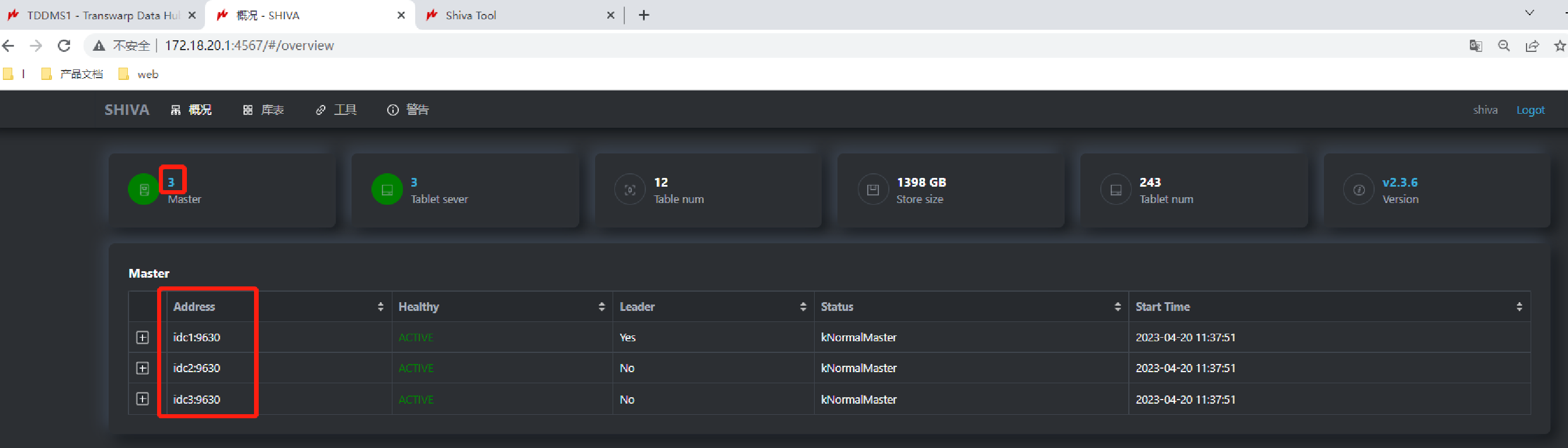 tddms webserver master address